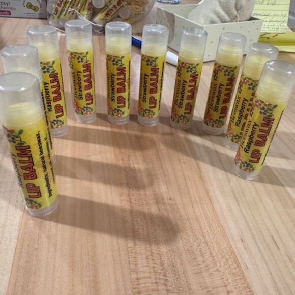 10 Pack (5 Strawberry, 5 Raspberry) Homemade Lip Balm
